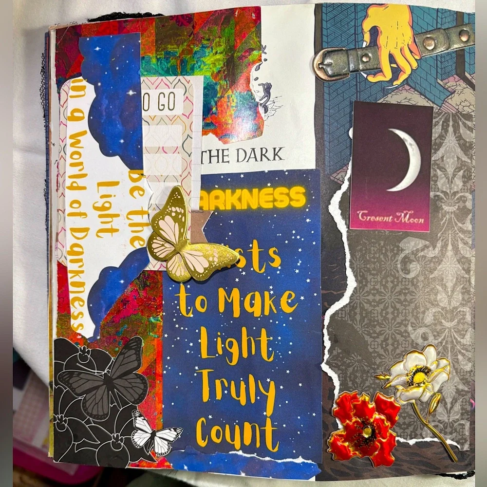 HANDCRAFTED JUNK JOURNAL Hardbound Dark Enchantment Goth Aesthetic Scrapbook